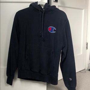 Navy Blue Champion reverse weave hoodie